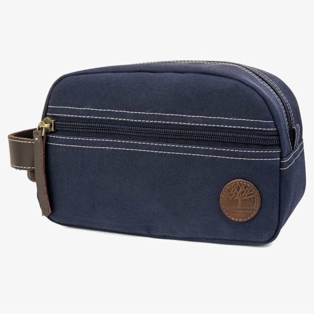 Timberland Dark Blue and Brown Toiletry Bag